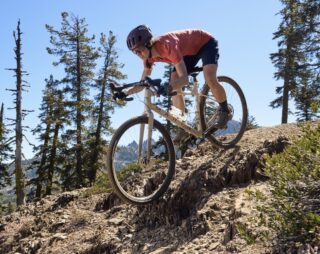 Gestalt XR rider, on a trail high in the Sierra Mountains.